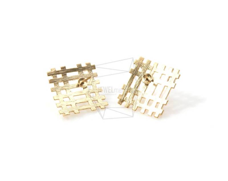 Erg-425-Mg/2St/Zaun Ohrring Post/19mm X 20mm/Matt Vergoldet Über Messing/925 Sterling Silber Post/Schmuckherstellung Erg-425-Mg/2St/Zaun Ohrring Post/19mm X 20mm/Matt Vergoldet Über Messing/925 Sterling Silber Post/Schmuckherstellung von JEWELMECCA