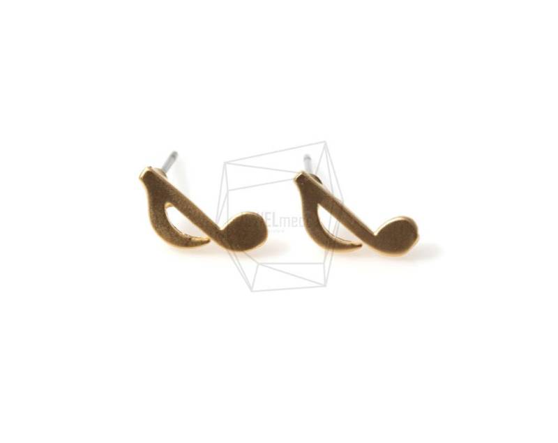 Erg-431-Mg/2Stück/Music Note Ohrring Post/5mm X 10mm/Matt Vergoldet Über Messing/925 Sterling Silber Post/Schmuckherstellung Erg-431-Mg/2Stück/Music Note Ohrring Post/5mm X 10mm/Matt Vergoldet Über Messing/925 Sterling Silber Post/Schmuckherstellung von JEWELMECCA