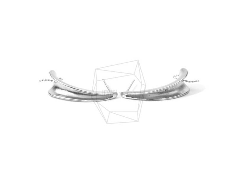 Erg-587-Mr/2Stück/Horn Stil Ohrstecker/15mm X 25mm/Matt Rhodiniert Über Messing, 925Er Silber Stift/Schmuckherstellung Erg-587-Mr/2Stück/Horn Stil Ohrstecker/15mm X 25mm/Matt Rhodiniert Über Messing, 925Er Silber Stift/Schmuckherstellung von JEWELMECCA