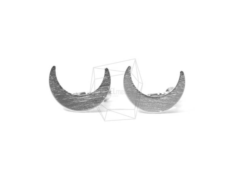 Erg-607-Mr/2stück/Halbmond Gebürstet Textur Ohrclip/15mm X 20mm/Matt Rhodiniert Über Messing/Schmuckherstellung Erg-607-Mr/2stück/Halbmond Gebürstet Textur Ohrclip/15mm X 20mm/Matt Rhodiniert Über Messing/Schmuckherstellung von JEWELMECCA