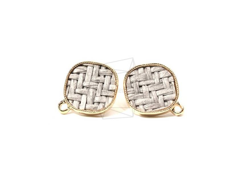 Erg-738-G/2 Stück Raute Rattan Ohrring | Grau 17Mm X 20 Mm Vergoldet Über Messing, Titan Pfosten, Schmuckherstellung Erg-738-G/2 Stück Raute Rattan Ohrring | Grau 17Mm X 20 Mm Vergoldet Über Messing, Titan Pfosten, Schmuckherstellung von JEWELMECCA