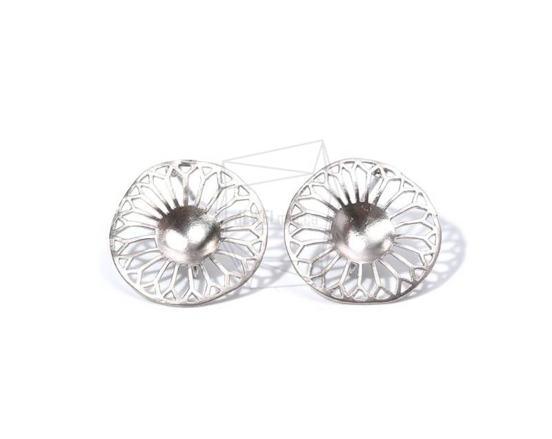Erg-862-Mr/2stück/Runde Niedliche Blume Ohrring/18mm X 18mm/Matt Rhodiniert Über Messing, Silber Post/Schmuckherstellung Erg-862-Mr/2stück/Runde Niedliche Blume Ohrring/18mm X 18mm/Matt Rhodiniert Über Messing, Silber Post/Schmuckherstellung von JEWELMECCA