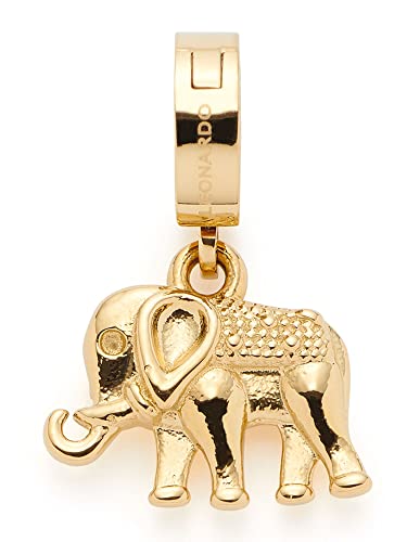 Leonardo Jewels Clip&Mix Sita Anhänger aus Edelstahl, kleiner Elefanten Ketten-Anhänger gold, geprägter Tier-Anhänger, Damen-Modeschmuck, 021856 von Leonardo Jewels