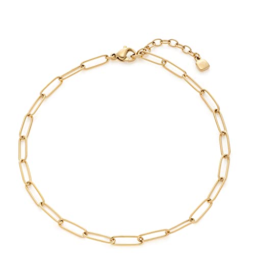 Leonardo Ciao Igana Fußkettchen aus Edelstahl, filigranes Sommer-Fußkettchen aus ovalen Ketten-Gliedern goldfarben, Modeschmuck für Damen, 021863 von JEWELS BY LEONARDO