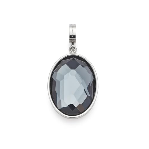 JEWELS BY LEONARDO Anhänger Clip & Mix Jamira • Ketten-Anhänger aus silberfarbenem Edelstahl • großer blau-grauer Glaskristall • Clip M (4,8 mm Ø) • Schmuck Geschenk für Frauen • 025632 von JEWELS BY LEONARDO