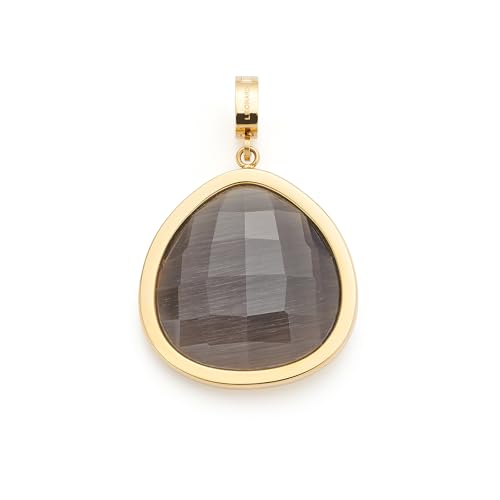 JEWELS BY LEONARDO Anhänger Clip & Mix Mina • Ketten-Anhänger aus goldfarbenem Edelstahl • grauer Glasstein in abgerundeter Dreiecksform • Clip M (4,8 mm Ø) • Schmuck Geschenk für Frauen • 025646 von JEWELS BY LEONARDO