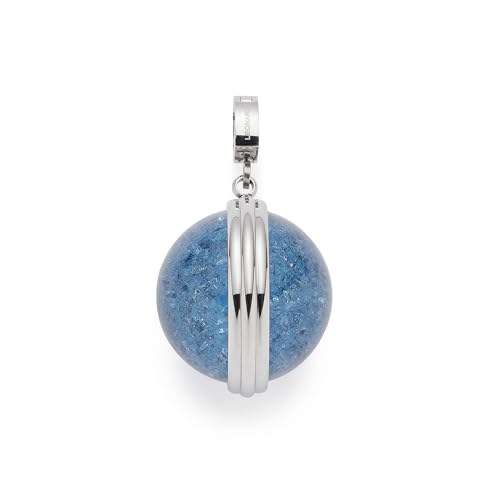JEWELS BY LEONARDO Anhänger Clip & Mix Snowball • Ketten-Anhänger aus silberfarbenem Edelstahl • große jeansblaue Kristallperle in Crackle-Optik • Clip M (4,8 mm Ø) • Schmuck Geschenk Damen • 025649 von JEWELS BY LEONARDO