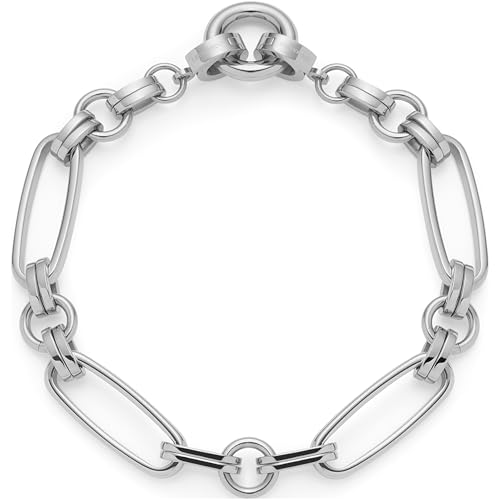 JEWELS BY LEONARDO Armband Clip & Mix Mathilde • Arm-Schmuck aus silberfarbenem Edelstahl • unterschiedlich große, massive Kettenglieder • 19 cm Länge • Schmuck Geschenk für Frauen • 026118 von JEWELS BY LEONARDO