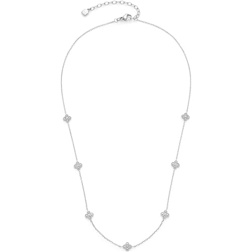 JEWELS BY LEONARDO Halskette Ciao Lisette • Hals-Schmuck aus silberfarbenem Edelstahl • sieben feine blütenförmigen Zirkonia-Elementen • 42-47 cm Länge • Schmuck Geschenk für Frauen • 025743 von JEWELS BY LEONARDO