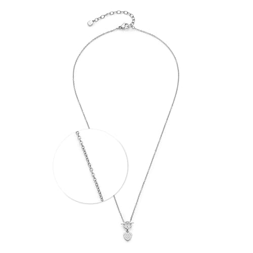 JEWELS BY LEONARDO Halskette Ciao Noemi • Hals-Schmuck aus silberfarbenem Edelstahl • Herzänhänger mit Zirkoniasteinen am Knebelverschluss • 42-47 cm Länge • Schmuck Geschenk für Frauen • 025736 von JEWELS BY LEONARDO