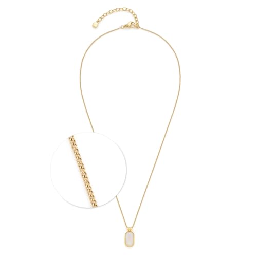 JEWELS BY LEONARDO Halskette Ciao Tally • kurze Panzer-Kette aus goldfarbenem Edelstahl • beweglicher, ovaler Perlmutt-Anhänger • 42-47 cm Länge • Schmuck Geschenk für Frauen • 024978 von JEWELS BY LEONARDO