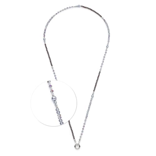 JEWELS BY LEONARDO Halskette Clip & Mix Manon • Hals-Schmuck aus silberfarbenem Edelstahl • grau-blaue Glas- und dunkelblaue Catseye-Perlen • 80-81,3 cm Länge • Schmuck Geschenk für Frauen • 025565 von JEWELS BY LEONARDO