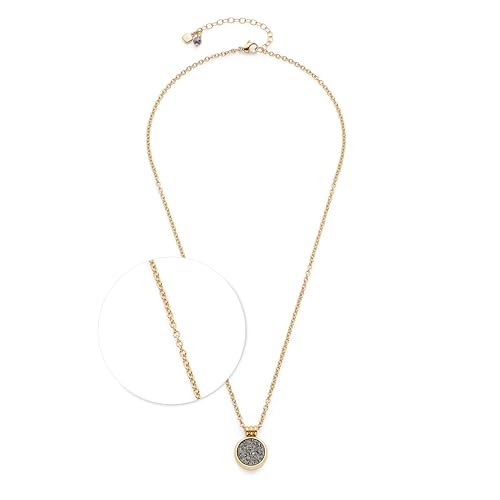 JEWELS BY LEONARDO Halskette Odelle • Weitanker-Kette aus goldfarbenem Edelstahl • runder Anhänger mit funkelndem Achat-Stein • 45-50 cm Länge • Schmuck Geschenk für Frauen • 024938 von JEWELS BY LEONARDO