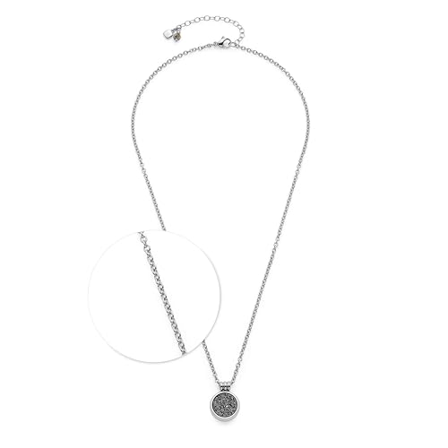 JEWELS BY LEONARDO Halskette Odelle • Weitanker-Kette aus silberfarbenem Edelstahl • runder Anhänger mit funkelndem Achat-Stein • 45-50 cm Länge • Schmuck Geschenk für Frauen • 024937 von JEWELS BY LEONARDO
