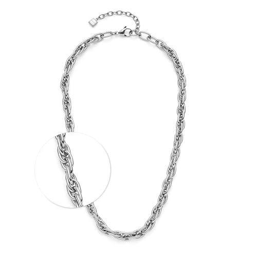 JEWELS BY LEONARDO Halskette Sina • Hals-Schmuck aus silberfarbenem Edelstahl • ineinander verschlungene, dichte Kettenglieder • 45-50 cm Länge • Schmuck Geschenk für Frauen • 025377 von JEWELS BY LEONARDO