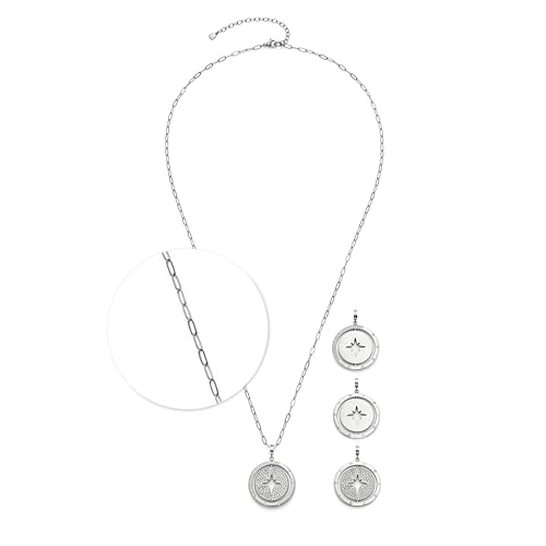 JEWELS BY LEONARDO Halskette X-Mas Special Starlight • Paperclip-Kette aus silberfarbenem Edelstahl • drehbarer Anhänger mit Zirkonia-Steinen • 70-77 cm Länge • Schmuck Geschenk für Frauen • 025529 von JEWELS BY LEONARDO