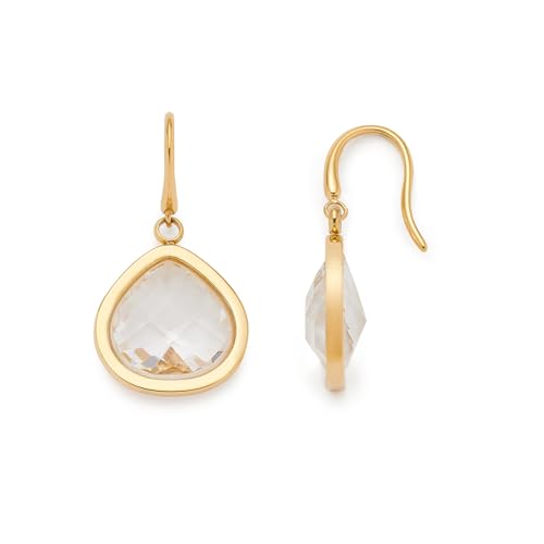 JEWELS BY LEONARDO Ohrringe Juvinga • 1 Paar Ohrhänger aus goldfarbenem Edelstahl • klarer Glasstein in abgerundeter Dreiecksform • Schmuck Geschenk für Frauen • 025683 von JEWELS BY LEONARDO