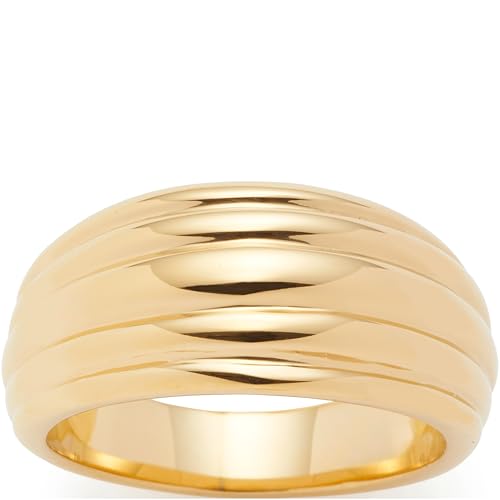 JEWELS BY LEONARDO Ring Elisabeth • Band-Ring aus goldfarbenem Edelstahl • Gr. 19 (60) • umlaufende Linien • verjüngende Form • Schmuck Geschenk für Frauen • 025302 von JEWELS BY LEONARDO