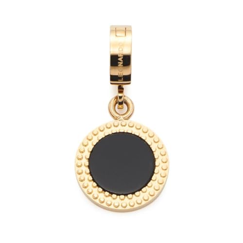 Leonardo Jewels Clip&Mix Alva Anhänger aus Edelstahl, flacher runder Ketten-Anhänger mit schwarzem Onyx-Stein goldfarben, Damen Modeschmuck, 022208 von Leonardo Jewels