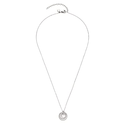 Leonardo Miri CIAO Halskette aus Edelstahl 1 Stück, kurze silberfarbene Ankerkette mit zirkoniabesetztem Ring-Anhänger, Damenschmuck, 021821 von JEWELS BY LEONARDO