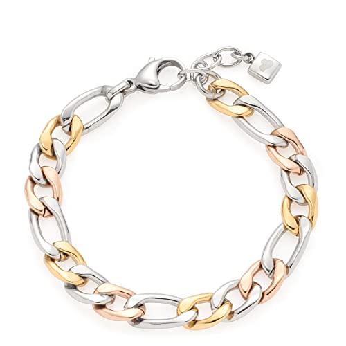 JEWELS BY LEONARDO Tricolore Armband aus Edelstahl 1 Stück, Statement Glieder-Armband roségold gold silber, tricolor Gliederarmband, Damen Modeschmuck, 022069 von Leonardo Jewels