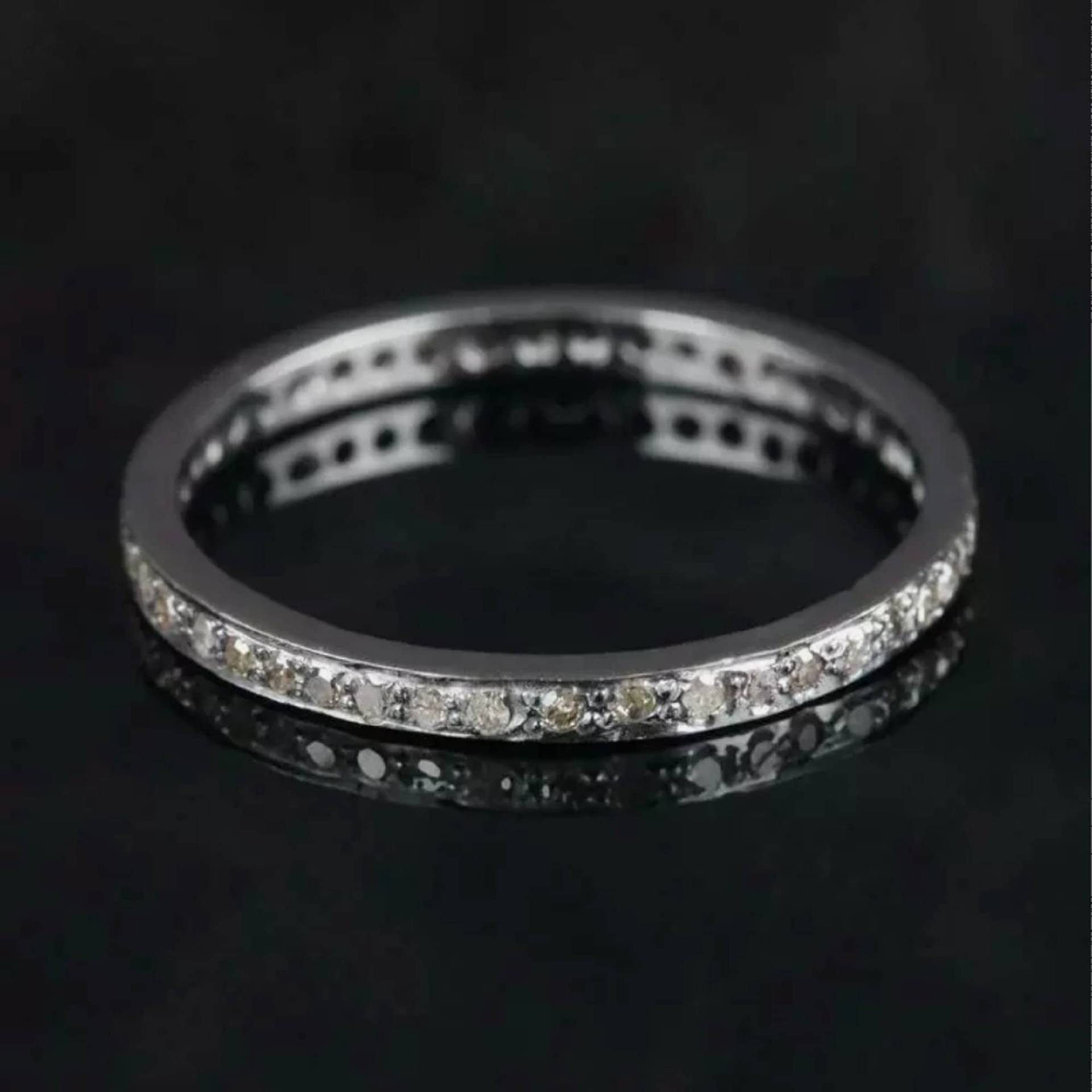 Pave Diamant-Band-Ring, Echte Verlobungsring, 925 Sterling Silber Ehering, Diamant-Ring, Muttertagsgeschenk von JEWELSFORTJAIPUR