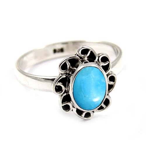 Im Labor gezüchteter Türkis Edelstein 925 Sterling Silber Band Ring Männer & Frauen alle Größen Handarbeit Jewerly TSR251BT_7 (53 (16.9)) von JEWELSTREZORO