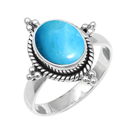 Im Labor gezüchteter Türkis Edelstein 925 Sterling Silber Band Ring Männer & Frauen alle Größen Handarbeit Jewerly TSR252BT_28 (74 (23.6)) von JEWELSTREZORO