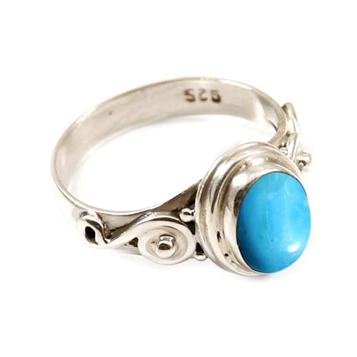 Im Labor gezüchteter Türkis Edelstein 925 Sterling Silber Band Ring Männer & Frauen alle Größen Handarbeit Jewerly TSR253BT_14 (60 (19.1)) von JEWELSTREZORO