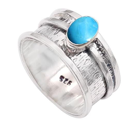 Im Labor gezüchteter Türkis Edelstein 925 Sterling Silber Band Ring Männer & Frauen alle Größen Handarbeit Jewerly TSR330BT_19 (65 (20.7)) von JEWELSTREZORO