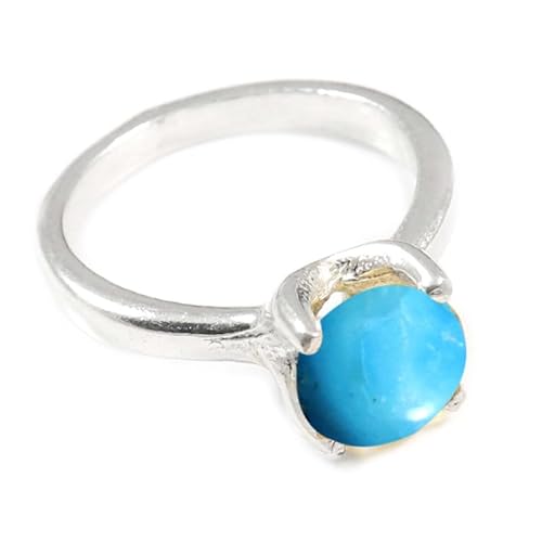Im Labor gezüchteter Türkis Edelstein 925 Sterling Silber Band Ring Männer & Frauen alle Größen Handarbeit Jewerly TSR351BT_7 (53 (16.9)) von JEWELSTREZORO
