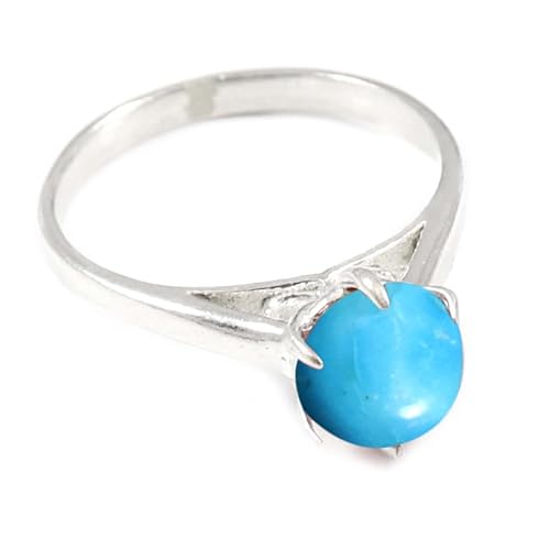 Im Labor gezüchteter Türkis Edelstein 925 Sterling Silber Band Ring Männer & Frauen alle Größen Handarbeit Jewerly TSR356BT_24 (70 (22.3)) von JEWELSTREZORO