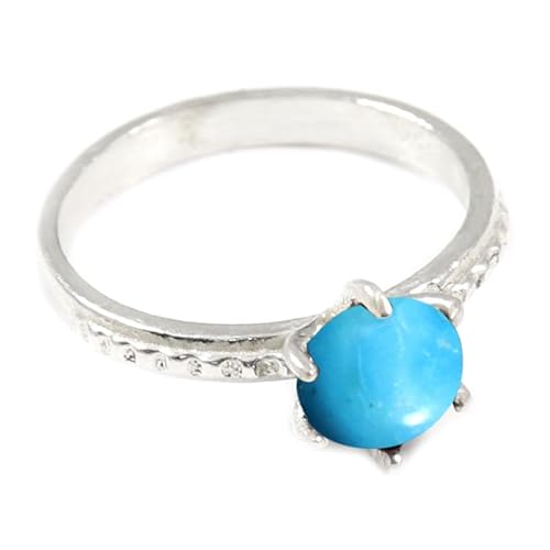 Im Labor gezüchteter Türkis Edelstein 925 Sterling Silber Band Ring Männer & Frauen alle Größen Handarbeit Jewerly TSR358BT_2 (48 (15.3)) von JEWELSTREZORO