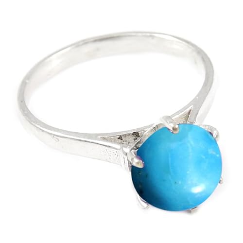 Im Labor gezüchteter Türkis Edelstein 925 Sterling Silber Band Ring Männer & Frauen alle Größen Handarbeit Jewerly TSR359BT_2 (48 (15.3)) von JEWELSTREZORO