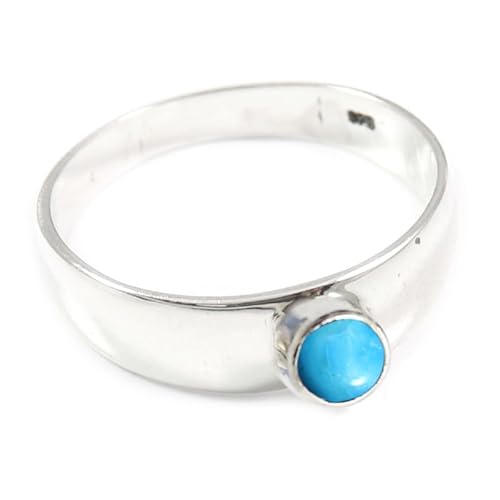 Im Labor gezüchteter Türkis Edelstein 925 Sterling Silber Band Ring Männer & Frauen alle Größen Handarbeit Jewerly TSR366BT_6 (52 (16.6)) von JEWELSTREZORO