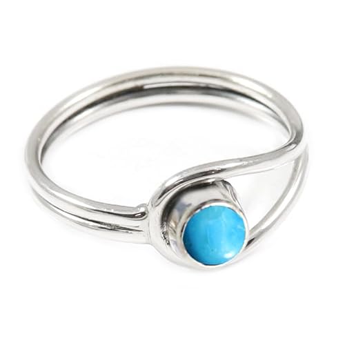 Im Labor gezüchteter Türkis Edelstein 925 Sterling Silber Band Ring Männer & Frauen alle Größen Handarbeit Jewerly TSR368BT_22 (68 (21.6)) von JEWELSTREZORO