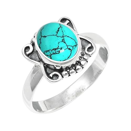 Im Labor hergestellter Türkis Edelstein 925 Sterling Silber Band Ring Männer & Frauen Alle Größen Handgefertigt TSR245BU_22 (68 (21.6)) von JEWELSTREZORO