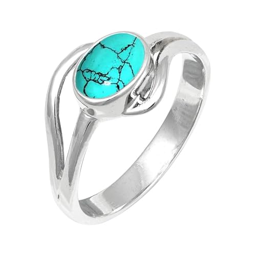 Im Labor hergestellter Türkis Edelstein 925 Sterling Silber Band Ring Männer & Frauen Alle Größen Handgefertigt TSR249BU_8 (54 (17.2)) von JEWELSTREZORO
