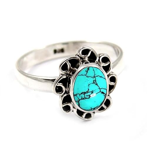 Im Labor hergestellter Türkis Edelstein 925 Sterling Silber Band Ring Männer & Frauen Alle Größen Handgefertigt TSR251BU_27 (73 (23.2)) von JEWELSTREZORO