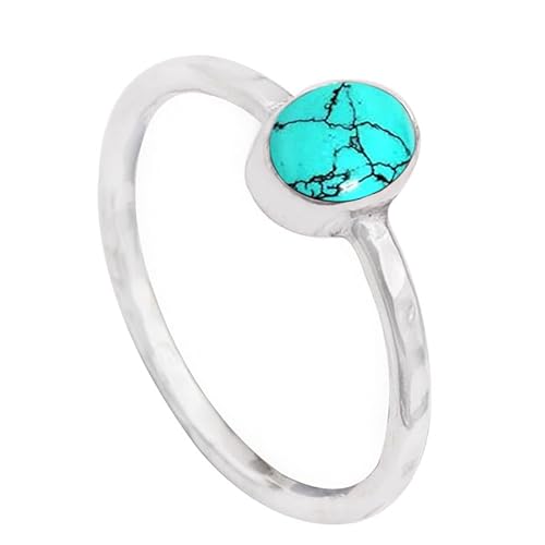 Im Labor hergestellter Türkis Edelstein 925 Sterling Silber Band Ring Männer & Frauen Alle Größen Handgefertigt TSR334BU_24 (70 (22.3)) von JEWELSTREZORO