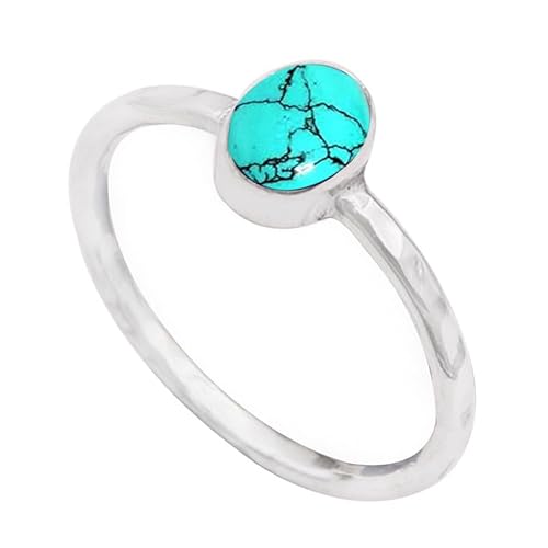 Im Labor hergestellter Türkis Edelstein 925 Sterling Silber Band Ring Männer & Frauen Alle Größen Handgefertigt TSR336BU_20 (66 (21.0)) von JEWELSTREZORO
