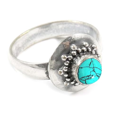 Im Labor hergestellter Türkis Edelstein 925 Sterling Silber Band Ring Männer & Frauen Alle Größen Handgefertigt TSR347BU_20 (66 (21.0)) von JEWELSTREZORO