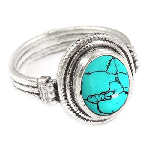 Im Labor hergestellter Türkis Edelstein 925 Sterling Silber Band Ring Männer & Frauen Alle Größen Handgefertigt TSR354BU_26 (72 (22.9)) von JEWELSTREZORO
