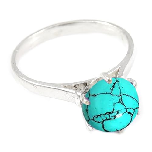 Im Labor hergestellter Türkis Edelstein 925 Sterling Silber Band Ring Männer & Frauen Alle Größen Handgefertigt TSR359BU_20 (66 (21.0)) von JEWELSTREZORO