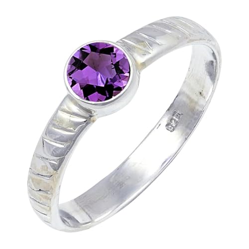 JEWELSTREZORO Amethyst Edelstein 925 Sterling Silber Stilvoller handgefertigter Band Ring Geschenkartikel Männer & Frauen Alle Größen TSR118AC_17 (63 (20.1)) von JEWELSTREZORO