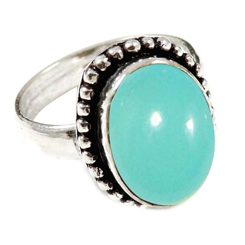 JEWELSTREZORO Aqua-Chalcedon Edelstein 925 Sterling Silber Stilvoller handgefertigter Band Ring Geschenkartikel Männer & Frauen alle Größen Jewerly TSR196CE_19 (65 (20.7)) von JEWELSTREZORO