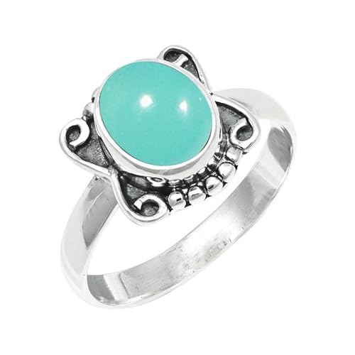 JEWELSTREZORO Aqua-Chalcedon Edelstein-für Herren und Damen,Geschenkartikel, 925er-Sterling Silber Band Ring Schmuck TSR245CE_23 (69 (22.0)) von JEWELSTREZORO
