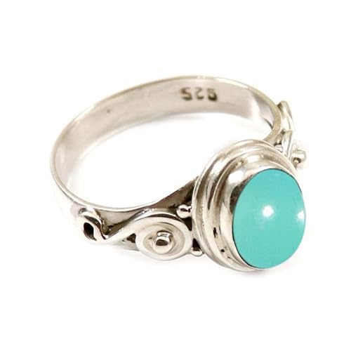 JEWELSTREZORO Aqua-Chalcedon Edelstein-für Herren und Damen,Geschenkartikel, 925er-Sterling Silber Band Ring Schmuck TSR253CE_11 (57 (18.1)) von JEWELSTREZORO