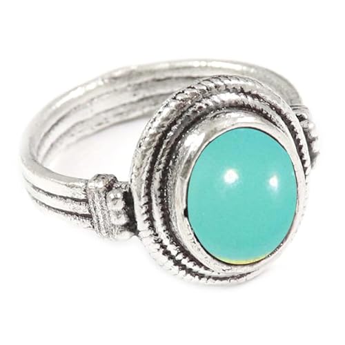 JEWELSTREZORO Aqua-Chalcedon Edelstein-für Herren und Damen,Geschenkartikel, 925er-Sterling Silber Band Ring Schmuck TSR354CE_26 (72 (22.9)) von JEWELSTREZORO