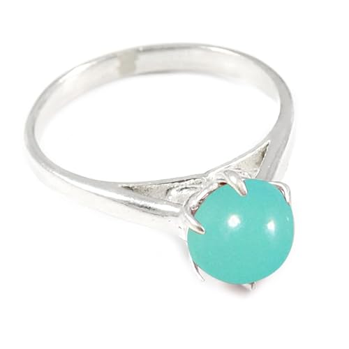 JEWELSTREZORO Aqua-Chalcedon Edelstein-für Herren und Damen,Geschenkartikel, 925er-Sterling Silber Band Ring Schmuck TSR356CE_21 (67 (21.3)) von JEWELSTREZORO